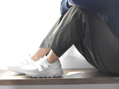 0001　Round Toe Double Velcro High tech Leather Sneakers　AL2551SN  White/White　木型 . C1699