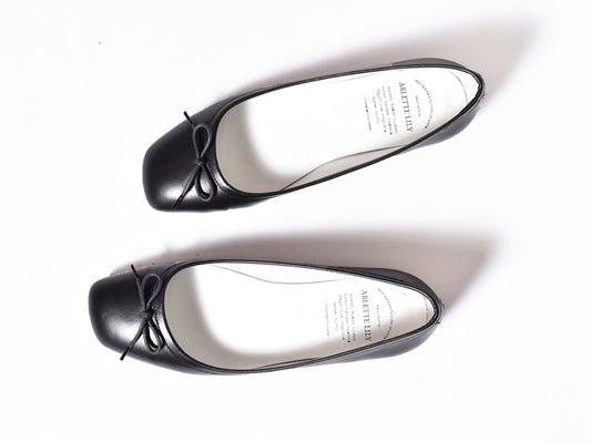 1017  スクエアカットバレエシューズ　AL2001K  Black　　木型No.A278