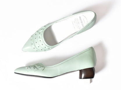 1030  ネイルヘッドフリンジデコレーションパンプス  AL2412P  Lightgreen　　木型No.HARVEST