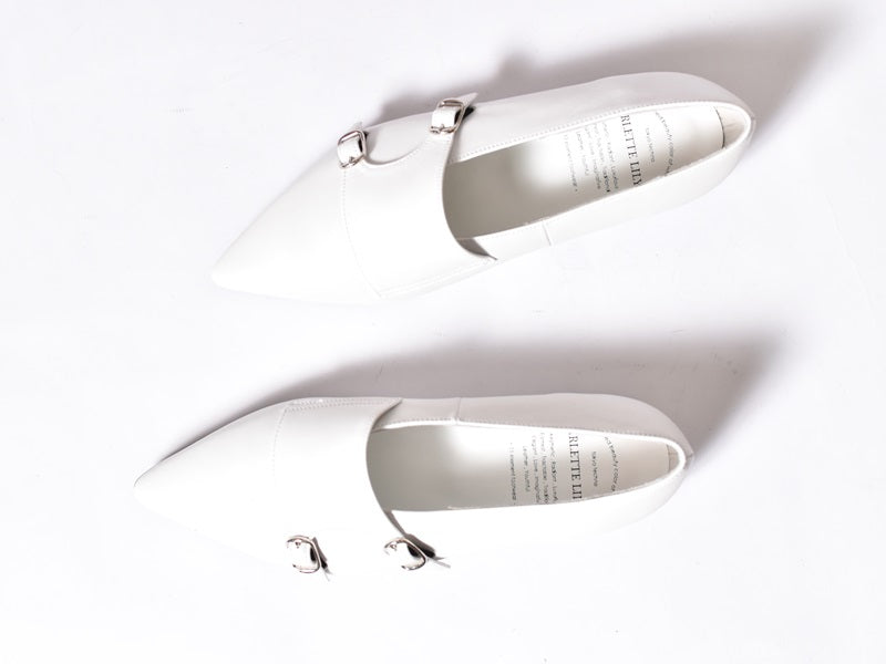 1016  ポインテッドダブルモンクストラップシューズ　AL2407K　White　　木型No.A296