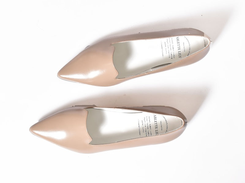 1019  ポインテッドフラットオペラシューズ　AL2405K　Beige　　木型No.A296