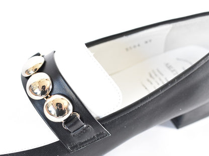 スクエアトウ三連メタルビットモカシンレインシューズ　AL2504K  Black/White　木型No.OGA