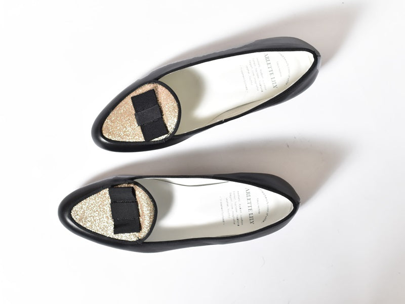 024  グリッターモカシンフラットドロシーシューズ　AL2403K　Blackcombi　　木型No.F1920