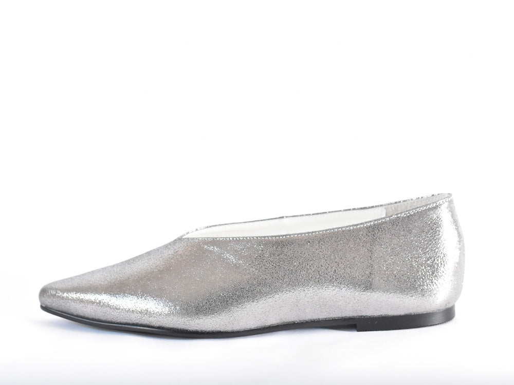 ポインテッドミッドカットフラットシューズ　AL2509K  Silvermetaric　　木型No.A296