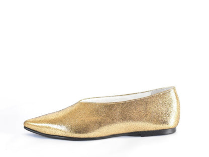 ポインテッドミッドカットフラットシューズ　AL2509K  Goldmetallic　　木型No.A296