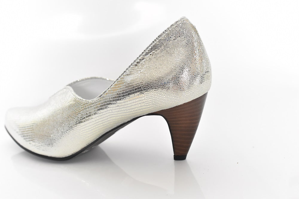 003 ポインテッドセミハートパンプス　AL2318P  Goldlizard　　木型No.W2654