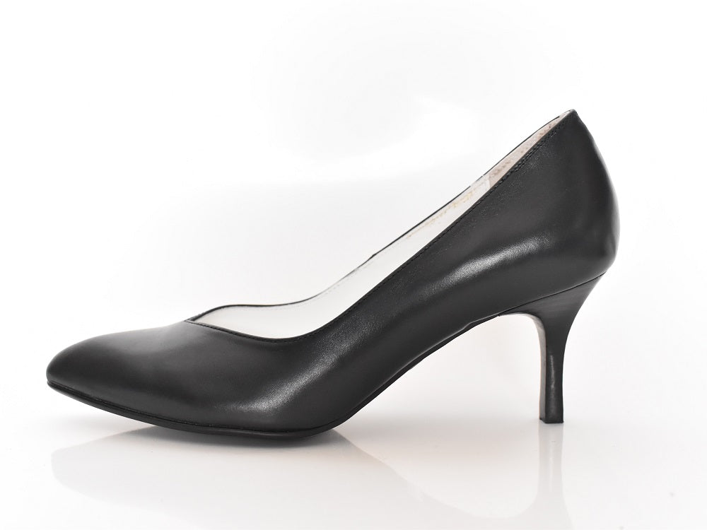 001 ポインテッドVカットプレーンパンプス　AL1801P Black　　木型No.X1395