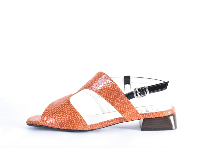 スクエアトウアシンメトリーストラップサンダル　AL2507S  Orangecombi  木型No.OGA