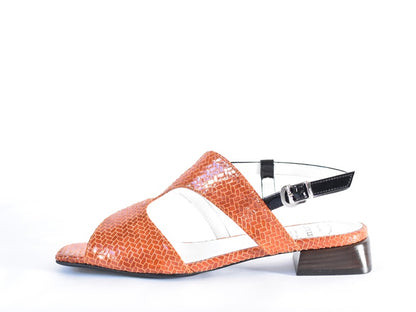 スクエアトウアシンメトリーストラップサンダル　AL2507S  Orangecombi  木型No.OGA