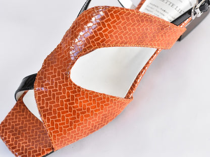 スクエアトウアシンメトリーストラップサンダル　AL2507S  Orangecombi  木型No.OGA