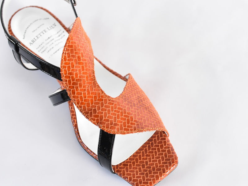 スクエアトウアシンメトリーストラップサンダル　AL2507S  Orangecombi  木型No.OGA