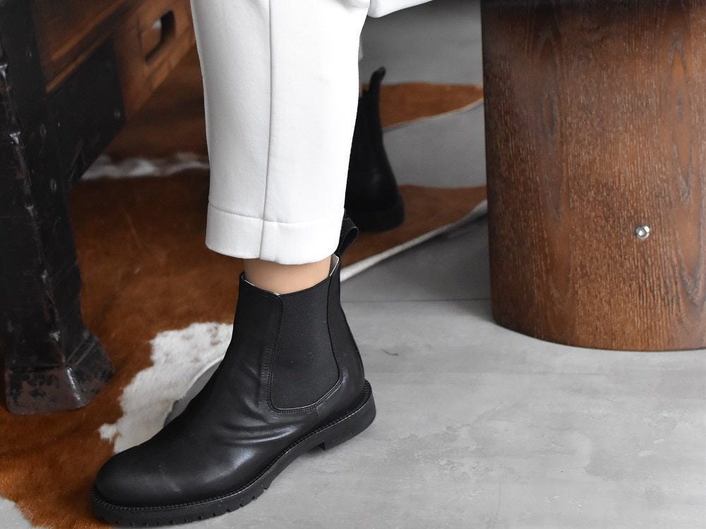 00001　ラウンドトウサイドゴアショートブーツ　AL2517SB　Black　　木型No.G1913