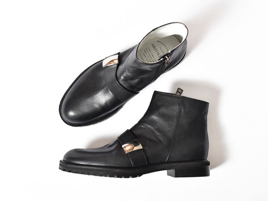 1027  プレーンフラットエンジニアショートブーツ　AL2427SB　Black　　木型No.G1913