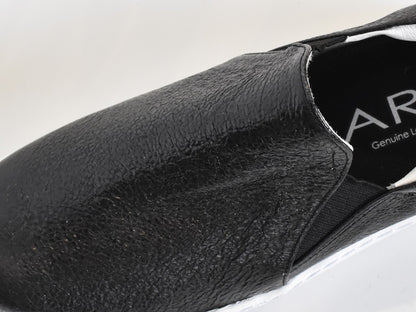 0001　ラウンドトウスリッポンレザースニカー　AL2603SN  Blackenamel　木型 . B820