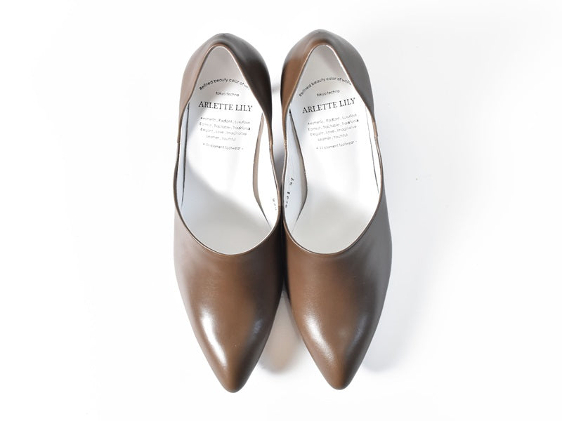 004  ポインテッドセパレートパンプス　AL2231P  Khaki　　木型No.X1395