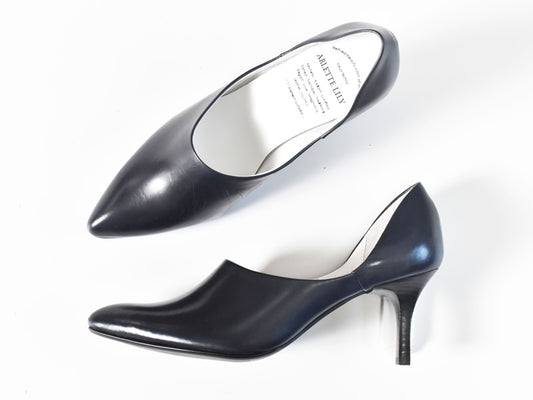 004  ポインテッドセパレートパンプス　AL2231P  Navy　　木型No.X1395