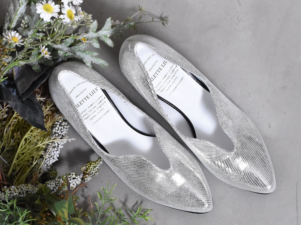 003 ポインテッドセミハートパンプス　AL2318P  Goldlizard　　木型No.W2654