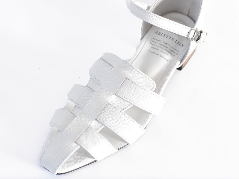 スクエアトウアンクルストラップグルカサンダル　AL2506S  White　木型 . B819