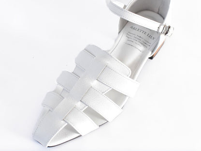 スクエアトウアンクルストラップグルカサンダル　AL2506S  White　木型 . B819