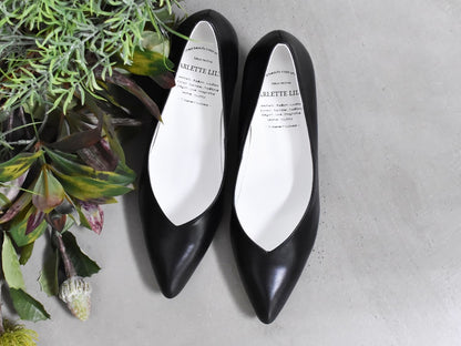 001 ポインテッドVカットプレーンパンプス　AL1801P Black　　木型No.X1395