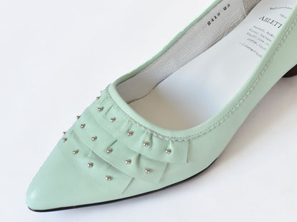 1030  ネイルヘッドフリンジデコレーションパンプス  AL2412P  Lightgreen　　木型No.HARVEST