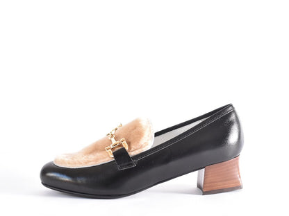 018  クラシックモカシンビットパンプス　AL2420P  Black/Mouton　　木型No.H2546