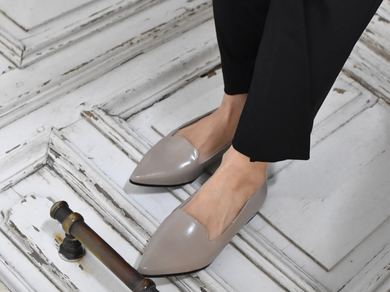 1019  ポインテッドフラットオペラシューズ　AL2405K　Beige　　木型No.A296