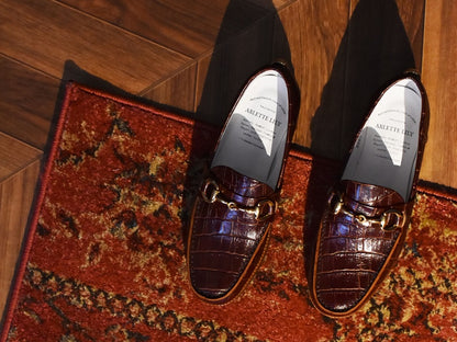 008  ラウンドトウビットローファー (クロコダイル型押しレザー)　AL2103K Darkbrowncroco　　木型No.C1813