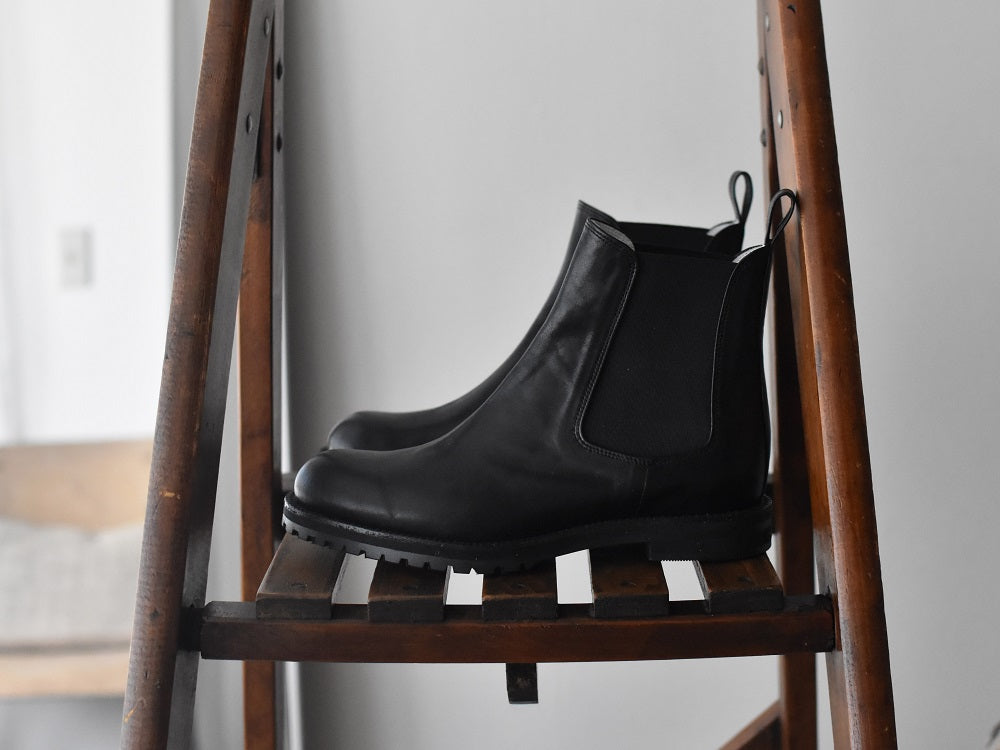 00001　ラウンドトウサイドゴアショートブーツ　AL2517SB　Black　　木型No.G1913