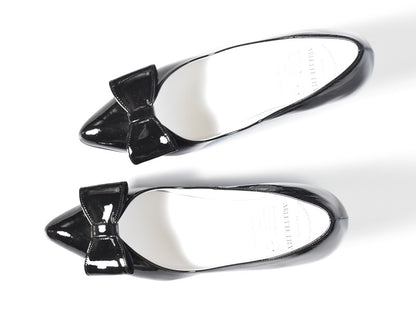 017  レザーリボンエナメルパンプス　AL2419P   Blackenamel　　木型No.HARVEST