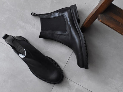 00001　ラウンドトウサイドゴアショートブーツ　AL2517SB　Black　　木型No.G1913