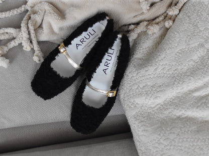 0001　スクエアモケモケメリージェーンシューズ　AL2521K  Blackmokemoke　木型 . OGA