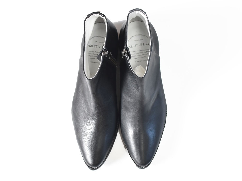 021  ポインテッドワンポイントスタッズショートブーツ　AL2477SB　Black　　木型No.G1729