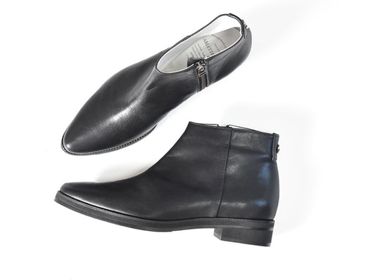 021  ポインテッドワンポイントスタッズショートブーツ　AL2477SB　Black　　木型No.G1729