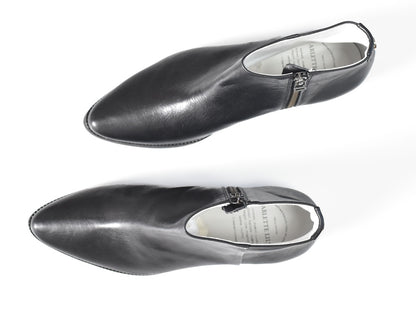 021  ポインテッドワンポイントスタッズショートブーツ　AL2477SB　Black　　木型No.G1729