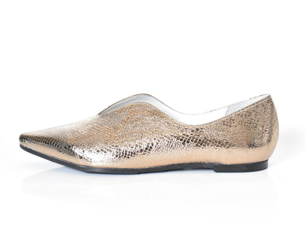 007  セミハートカッティングポインテッドフラットシューズ　AL2301K Goldpaison　　木型No.A296