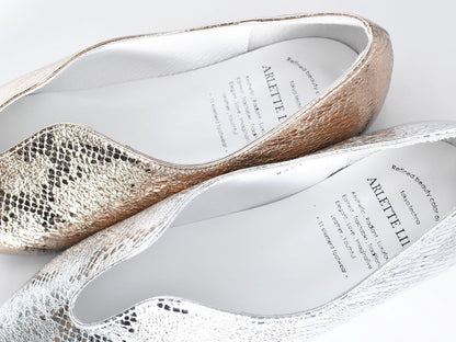 007  セミハートカッティングポインテッドフラットシューズ　AL2301K Goldpaison　　木型No.A296