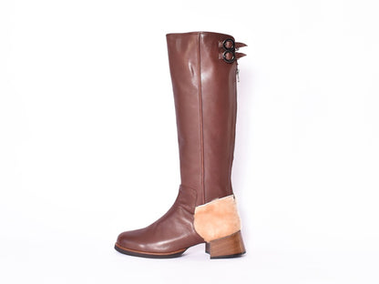 1039  プラットフォームムートンコンビロングブーツ　AL1929LB　Darkbrowncombi　　木型No.H2546