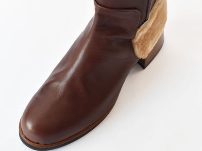 1039  プラットフォームムートンコンビロングブーツ　AL1929LB　Darkbrowncombi　　木型No.H2546