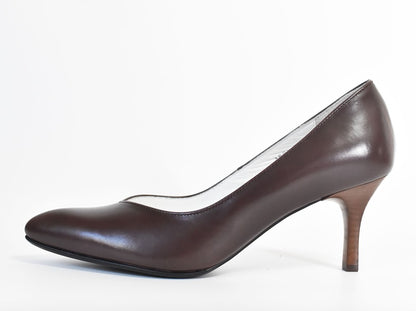 001  ポインテッドVカットプレーンパンプス　AL1801P Darkbrown　　木型No.X1395
