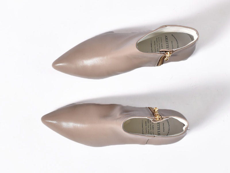 022  ポインテッドプレーンショートブーツ  AL2428B  Taupe　　木型No.HARVEST