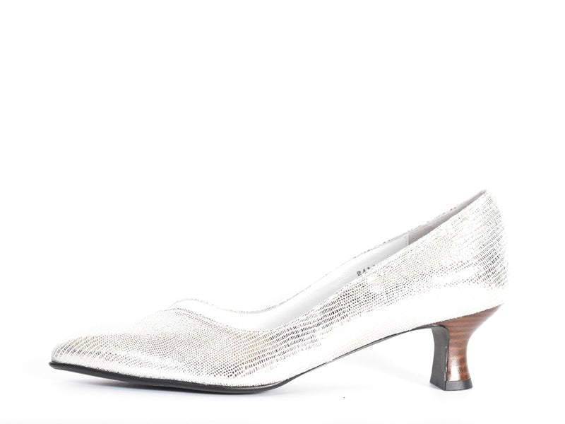 016  ポインテッドVカットパンプス　AL2418P   Goldlizard　　木型No.HARVEST