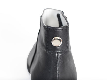 021  ポインテッドワンポイントスタッズショートブーツ　AL2477SB　Black　　木型No.G1729