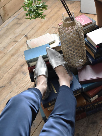 1016  ポインテッドダブルモンクストラップシューズ　AL2407K　Silver　　木型No.A296