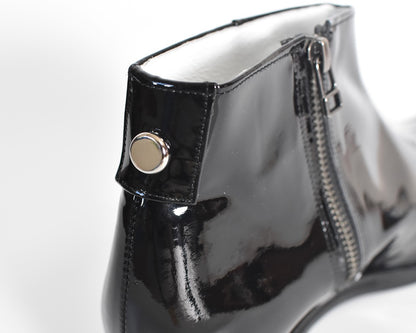 021  ポインテッドワンポイントスタッズショートブーツ　AL2477SB　Blackenamel　　木型No.G1729