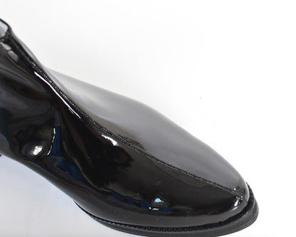 021  ポインテッドワンポイントスタッズショートブーツ　AL2477SB　Blackenamel　　木型No.G1729