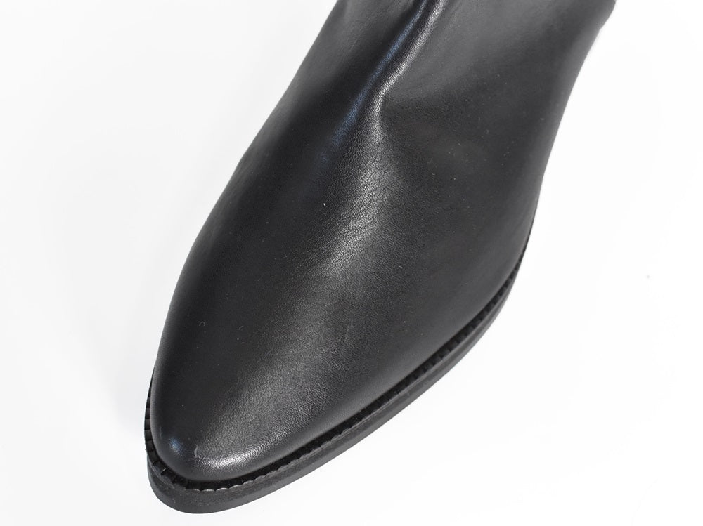 021  ポインテッドワンポイントスタッズショートブーツ　AL2477SB　Black　　木型No.G1729