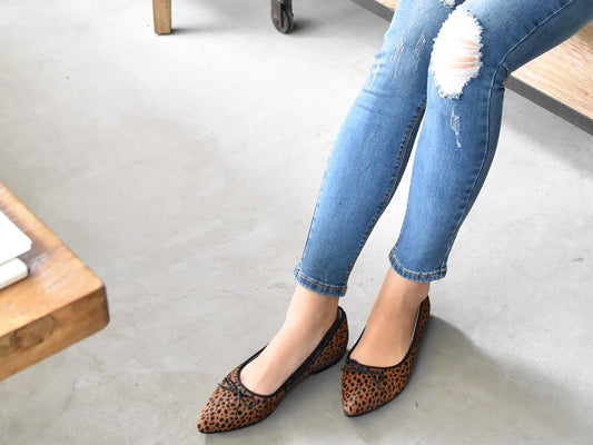 1019  ポインテッドバレエシューズ　AL2120K   Browncheetah　　木型No.A296