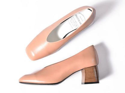 006  スクエアトウプレーンパンプス　AL2302P  Beige　　木型No.V2216