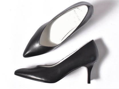 001 ポインテッドVカットプレーンパンプス　AL1801P Black　　木型No.X1395